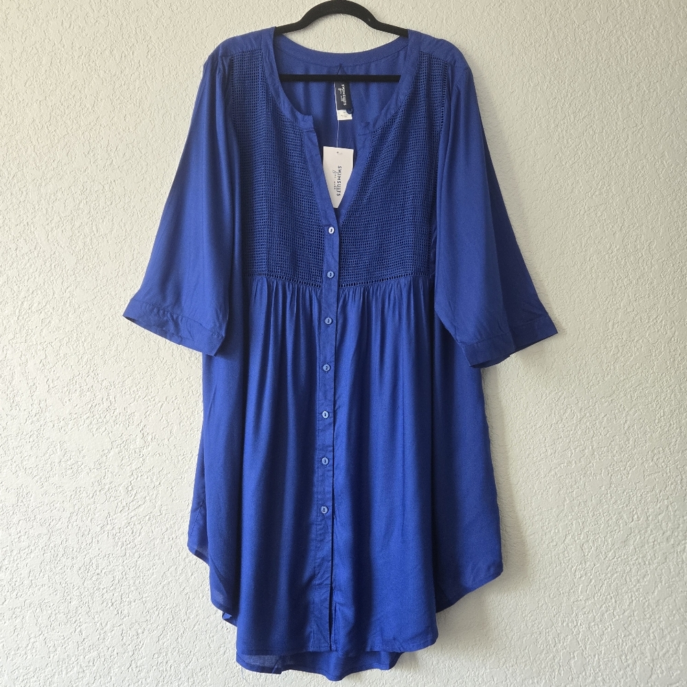 Swimsuits for all - Blue Mesh Swim Coverup